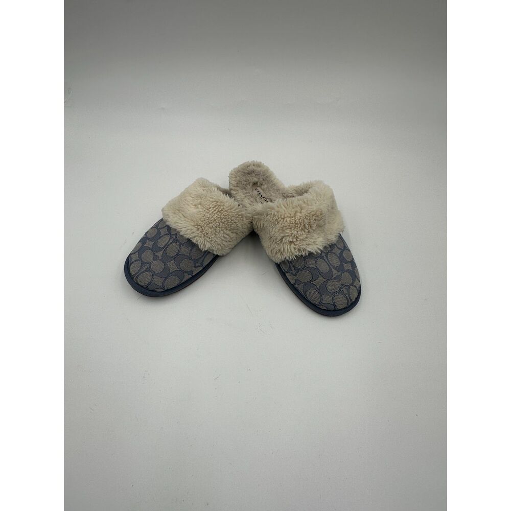 Coach Ziva Slippper Jacquard Smoke Coal Sz 8* Accessible Luxury House Slippers